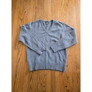 Vintage Clubfellow Mens 100% Lambswool Gray V-Neck Pullover Sweater Size Large